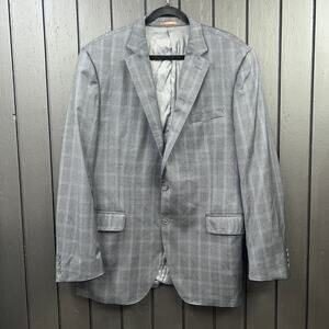 Peter Millar Wool Plaid Grey Two Button Blazer 44T